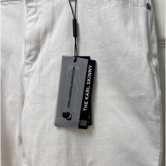 Karl Lagerfeld White Skinny Jeans Mid Rise Women’s 10 Ankle Raw Hem NWT - Picture 14 of 14